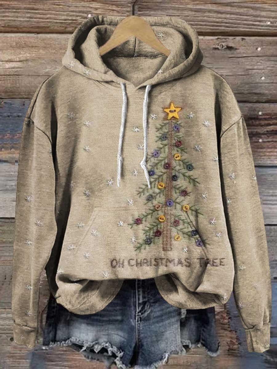 Retro Christmas Tree Casual Long Sleeve Turtleneck Pullover Sweater
