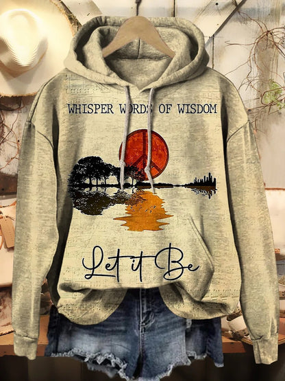 Women's Hippie Whisper Words Of Wisdom Print Casual Hoodie