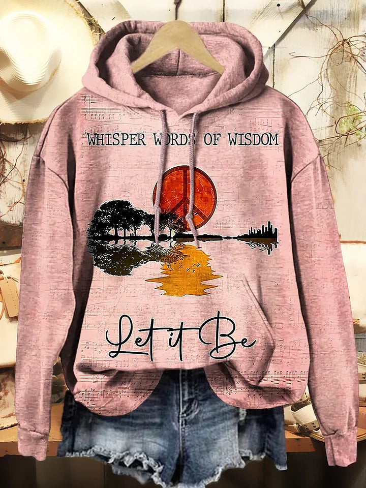 Women's Hippie Whisper Words Of Wisdom Print Casual Hoodie