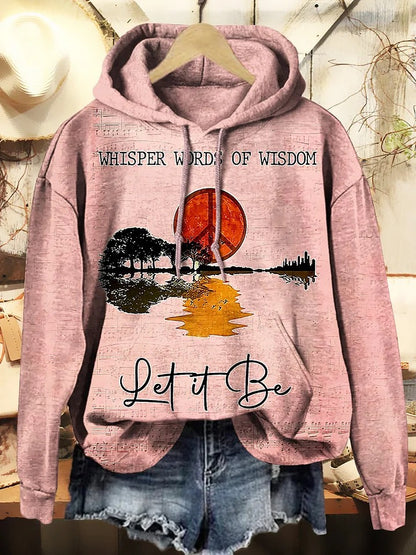 Women's Hippie Whisper Words Of Wisdom Print Casual Hoodie