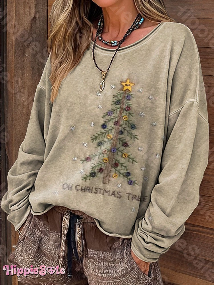 Retro Christmas Tree Casual Hoodie