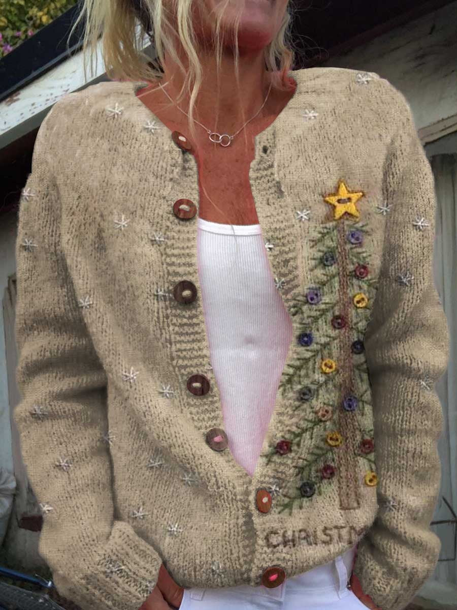 Retro Christmas Tree Casual Hoodie