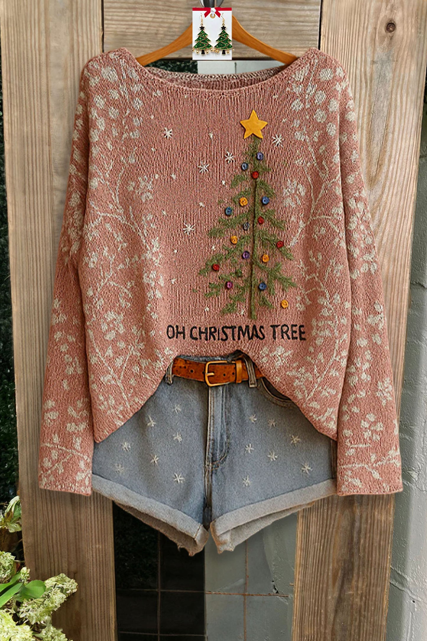 Romantic Christmas Tree Long-Sleeved Sweater