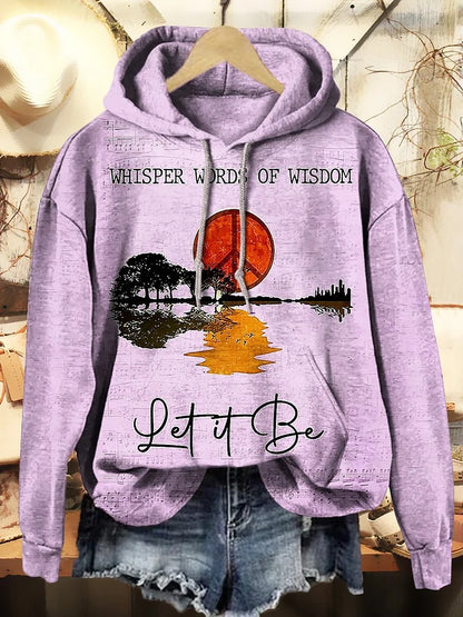 Women's Hippie Whisper Words Of Wisdom Print Casual Hoodie