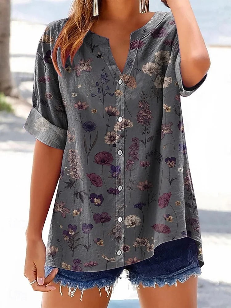 Unisex Retro Flowers Print Casual Dress