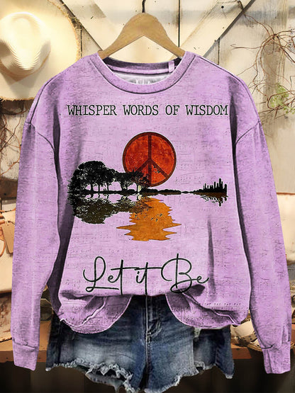 Women's Hippie Whisper Words Of Wisdom Print Casual Hoodie