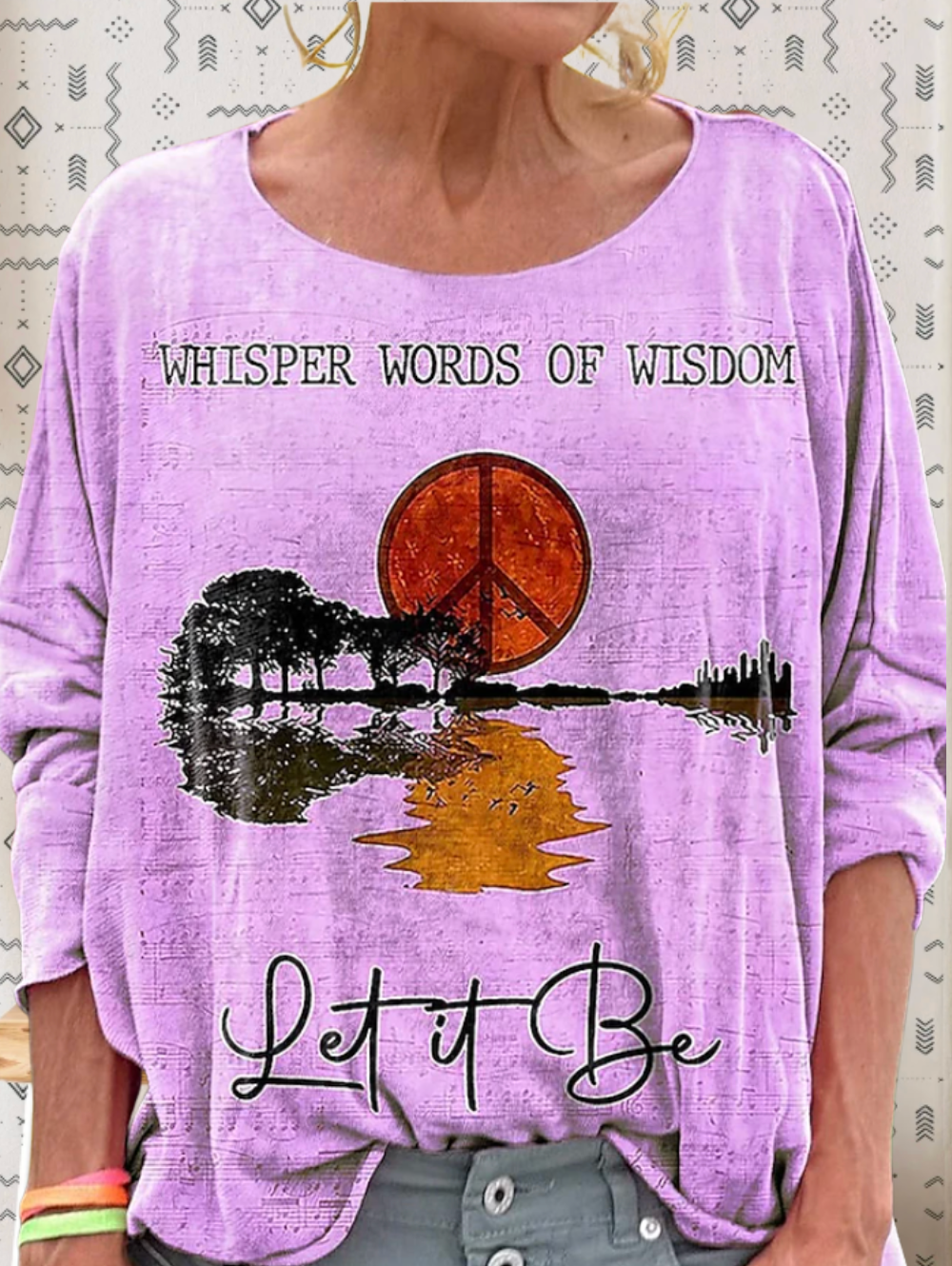 Women's Hippie Whisper Words Of Wisdom Print Casual Hoodie