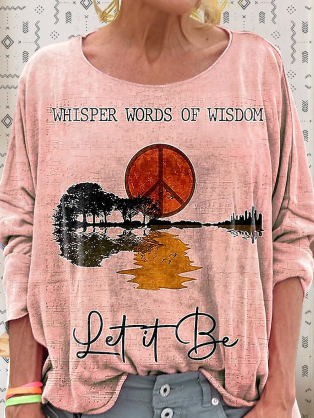 Women's Hippie Whisper Words Of Wisdom Print Casual Hoodie