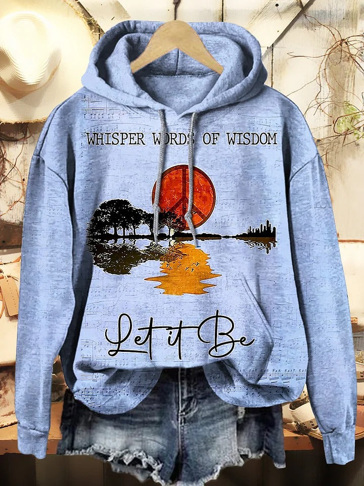 Women's Hippie Whisper Words Of Wisdom Print Casual Hoodie