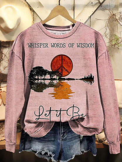 Women's Hippie Whisper Words Of Wisdom Print Casual Hoodie