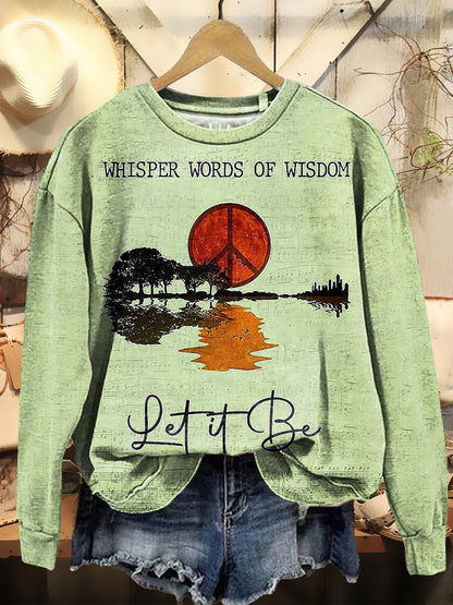 Women's Hippie Whisper Words Of Wisdom Print Casual Hoodie