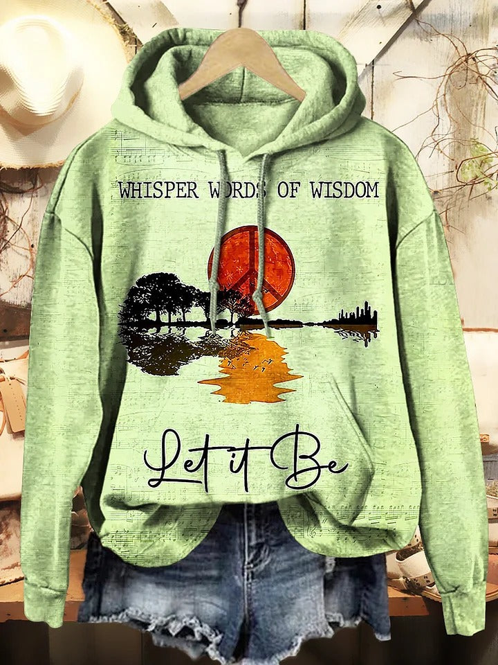 Women's Hippie Whisper Words Of Wisdom Print Casual Hoodie